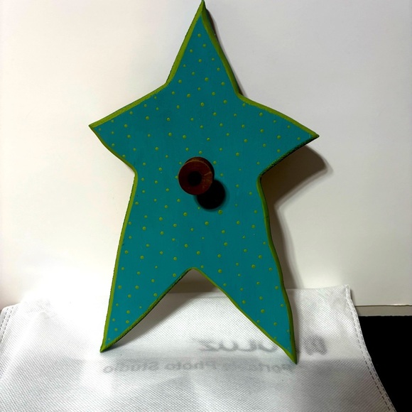 5/$25 Handcrafted Teal Star Wall Decor 10.5” Stool Knob Hanger Nova Scotia - Picture 1 of 5